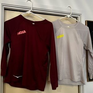 2 HOKA 3/4 sleeve running tops
